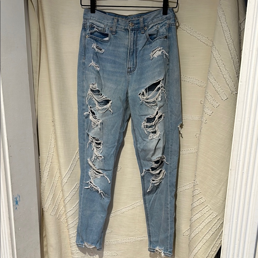American Eagle Outfitters Distressed Light Blue Skinny Jeans Size 2 Regular